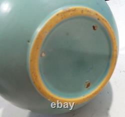 Roseville Pottery Velmoss Ball Vase Green measures 7 1/2Hx8to Handles