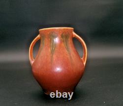 Roseville Pottery Windsor Double Handled Vase Mottled Orange Brown 545-5 Rare