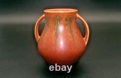 Roseville Pottery Windsor Double Handled Vase Mottled Orange Brown 545-5 Rare