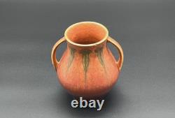 Roseville Pottery Windsor Double Handled Vase Mottled Orange Brown 545-5 Rare
