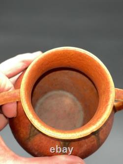 Roseville Pottery Windsor Double Handled Vase Mottled Orange Brown 545-5 Rare