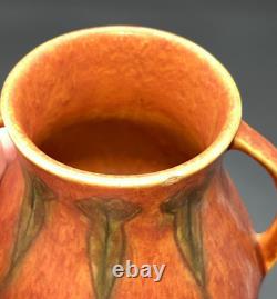 Roseville Pottery Windsor Double Handled Vase Mottled Orange Brown 545-5 Rare