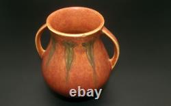 Roseville Pottery Windsor Double Handled Vase Mottled Orange Brown 545-5 Rare
