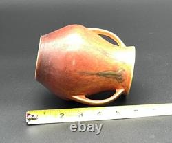 Roseville Pottery Windsor Double Handled Vase Mottled Orange Brown 545-5 Rare