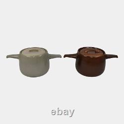 Roseville Raymor Gray Brown Ceramic Pair of Bean Pots 195