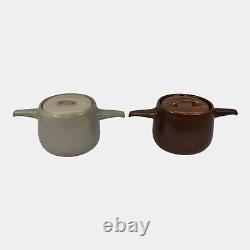 Roseville Raymor Gray Brown Ceramic Pair of Bean Pots 195