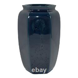 Roseville Rosecraft Hexagon Blue 1925 Arts And Crafts Pottery Ceramic Vase 268-6