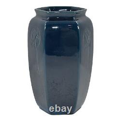 Roseville Rosecraft Hexagon Blue 1925 Arts And Crafts Pottery Ceramic Vase 268-6