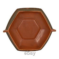 Roseville Rosecraft Hexagon Brown 1925 Arts And Crafts Pottery Bowl 137-6