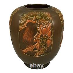 Roseville Rosecraft Panel Brown 1926 Arts And Crafts Pottery Ceramic Vase 293-8