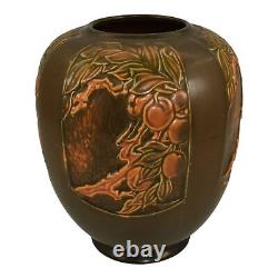 Roseville Rosecraft Panel Brown 1926 Arts And Crafts Pottery Ceramic Vase 293-8