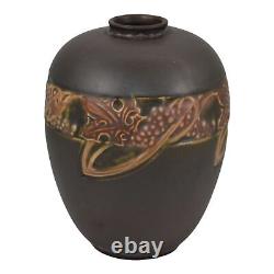 Roseville Rosecraft Vintage 1925 Arts And Crafts Pottery Brown Flower Vase 276-6