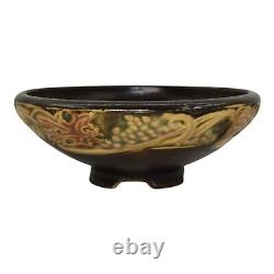 Roseville Rosecraft Vintage Brown 1925 Arts And Crafts Pottery Footed Bowl 141-5