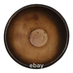 Roseville Rosecraft Vintage Brown 1925 Arts And Crafts Pottery Footed Bowl 141-5