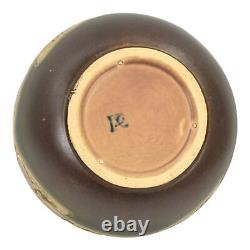 Roseville Rosecraft Vintage Brown 1925 Arts And Crafts Pottery Shouldered Bowl