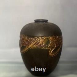 Roseville Rosecraft Vintage Brown 1925 Arts And Crafts Pottery Vase 276-6