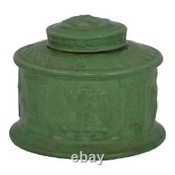 Roseville Rozane Ware Egypto 1905 Arts and Crafts Pottery Matte Green Inkwell