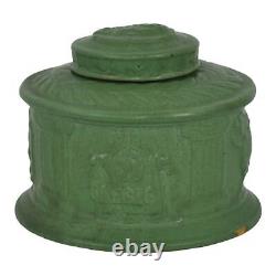 Roseville Rozane Ware Egypto 1905 Arts and Crafts Pottery Matte Green Inkwell