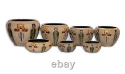 Roseville Set of 7 Ceramic Mostique Vessels Arts & Crafts Early 20th Century