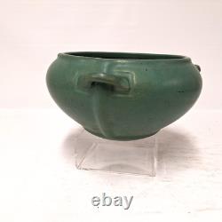 Roseville Style Arts & Crafts Matte Green Pottery Jardiniere Hanging Basket