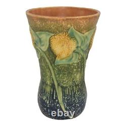 Roseville Sunflower 1930 Vintage Arts And Crafts Pottery Ceramic Vase 487-7