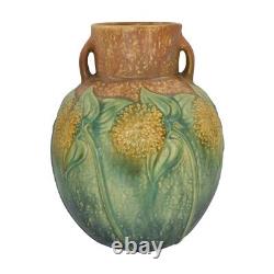 Roseville Sunflower 1930 Vintage Arts And Crafts Pottery Ceramic Vase 493-9
