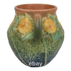 Roseville Sunflower 1930 Vintage Arts And Crafts Pottery Handled Flower Vase