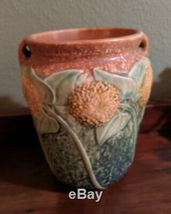 Roseville Sunflower Handled Vase Arts & Crafts Mission Perfect Condition
