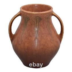 Roseville Windsor Brown 1931 Vintage Arts And Crafts Pottery Handled Vase 545-5