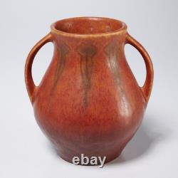 Roseville Windsor Mottled Red Green Arts and Crafts Two Handled Vase 5.25h