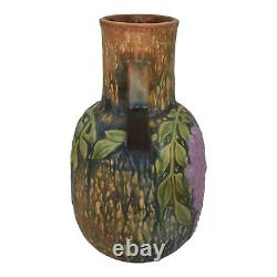 Roseville Wisteria 1933 Vintage Arts And Crafts Pottery Blue Ceramic Vase 638-9