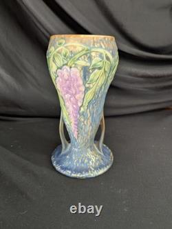 Roseville Wisteria Blue 1933 Vintage Arts And Crafts Pottery Ceramic Vase 635-8