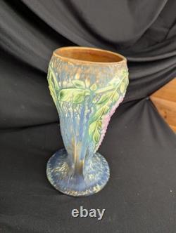 Roseville Wisteria Blue 1933 Vintage Arts And Crafts Pottery Ceramic Vase 635-8