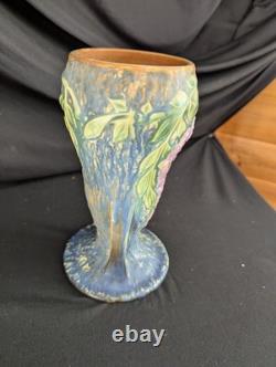 Roseville Wisteria Blue 1933 Vintage Arts And Crafts Pottery Ceramic Vase 635-8
