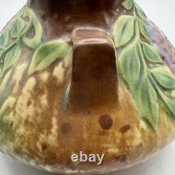 Roseville Wisteria Tan 1933 Handled Vase Vintage Arts And Crafts Pottery 629-4