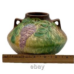Roseville Wisteria Tan 1933 Handled Vase Vintage Arts And Crafts Pottery 629-4
