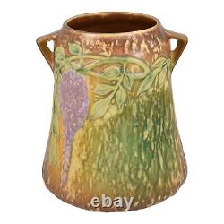 Roseville Wisteria Tan 1933 Vintage Arts And Crafts Pottery Ceramic Vase 633-8