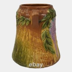 Roseville Wisteria Tan 1933 Vintage Arts And Crafts Pottery Ceramic Vase 633-8