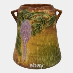 Roseville Wisteria Tan 1933 Vintage Arts And Crafts Pottery Ceramic Vase 633-8