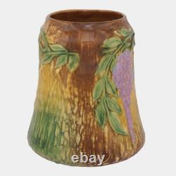 Roseville Wisteria Tan 1933 Vintage Arts And Crafts Pottery Ceramic Vase 633-8