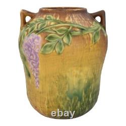 Roseville Wisteria Tan 1933 Vintage Arts And Crafts Pottery Ceramic Vase 634-7
