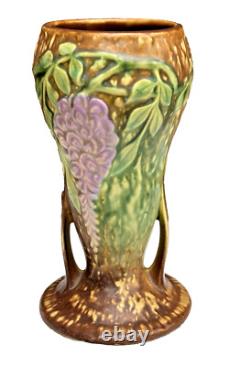 Roseville Wisteria Tan 1933 Vintage Arts And Crafts Pottery Ceramic Vase 635-8
