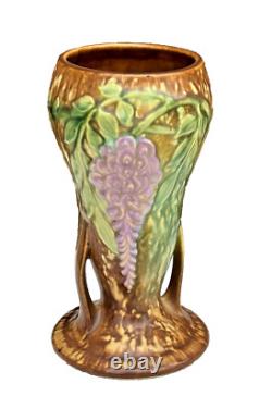 Roseville Wisteria Tan 1933 Vintage Arts And Crafts Pottery Ceramic Vase 635-8