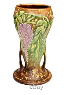 Roseville Wisteria Tan 1933 Vintage Arts And Crafts Pottery Ceramic Vase 635-8