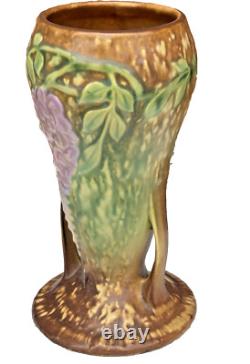 Roseville Wisteria Tan 1933 Vintage Arts And Crafts Pottery Ceramic Vase 635-8