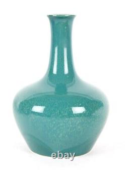 Ruskin Pottery Rare Early Arts and Crafts Green Yellow Souffle Bottle Vase