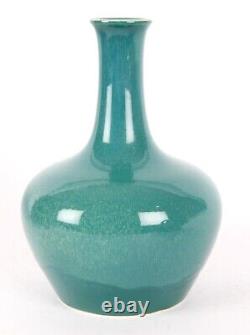 Ruskin Pottery Rare Early Arts and Crafts Green Yellow Souffle Bottle Vase