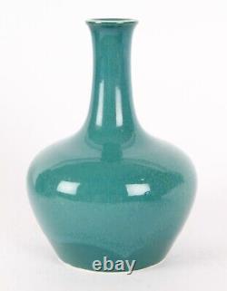 Ruskin Pottery Rare Early Arts and Crafts Green Yellow Souffle Bottle Vase