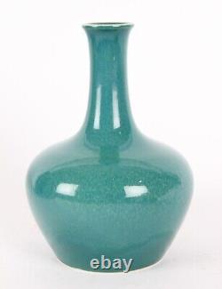 Ruskin Pottery Rare Early Arts and Crafts Green Yellow Souffle Bottle Vase