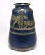 Russell Crook Salt-glazed Blue Stoneware Pottery Vase Panther Cats Arts & Crafts